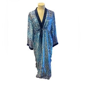 NWT Oscar de la Renta Blue & Green Print Maxi Kaftan Dress XL